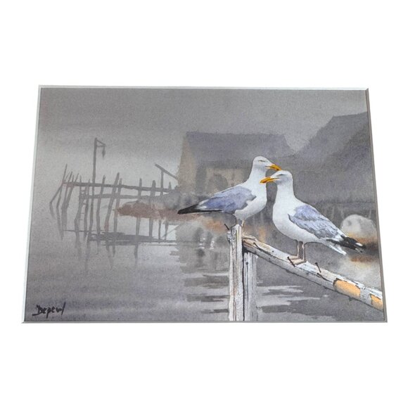 Neil Depew Art Print Set 2 Matted Watercolor Illustrations Nautical Beach House - Picture 2 of 9